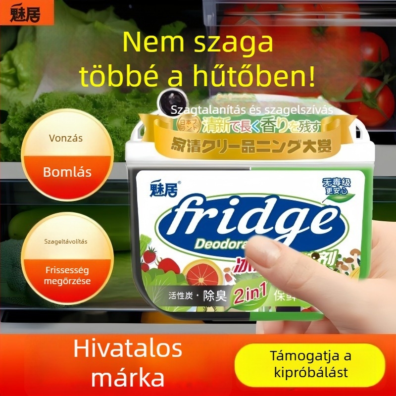 Hűtőszekrény illatosító aktív szénnel és teafolyadék-polifenolokkal, 120 g, frissességet őriz és megszünteti a szagokat