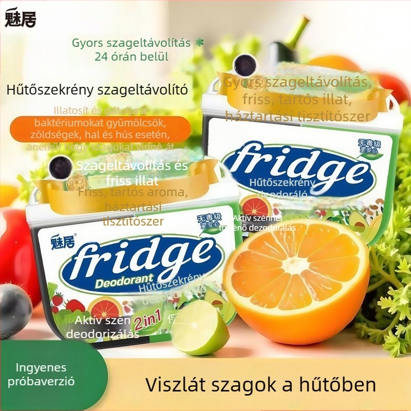 Hűtőszekrény illatosító aktív szénnel és teafolyadék-polifenolokkal, 120 g, frissességet őriz és megszünteti a szagokat