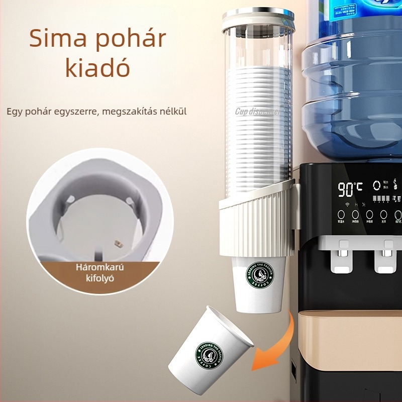 Falihoz szerelt pohártartó és víz pohár diszpenzér | Műanyag, modern minimalist stílus, akasztó típusú telepítés, 1 réteg, 2024 modell