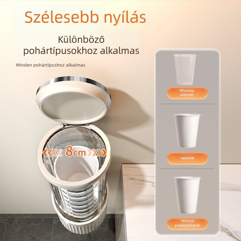 Falihoz szerelt pohártartó és víz pohár diszpenzér | Műanyag, modern minimalist stílus, akasztó típusú telepítés, 1 réteg, 2024 modell