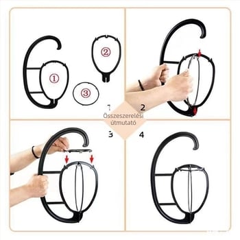 Függő parókaállvány, műanyag, paróka kiállítására és tárolására, 140