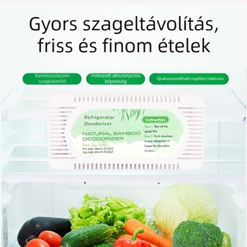 Bambuszszén zacskó hűtőszekrényhez – Bamboo rhythm márka; funkció: nedvesség- és szagtalanítás; kategória: bambuszszén zacskó; alkalmazható hely: hűtőszekrény; tömeg: 50 g