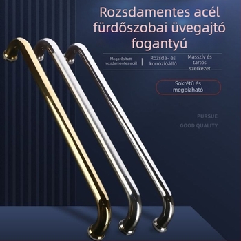Zuhanyzófülke ajtó fogantyú, 304 rozsdamentes acél, 440 mm furattávolság, finom polírozott felület, modern letisztult stílus