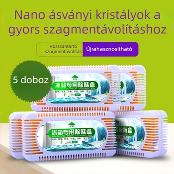 Hűtőszekrény illatosító doboz – 5 darabos készlet, illatosítás és fertőtlenítés, bambuszszén, nettó tartalom 275 g