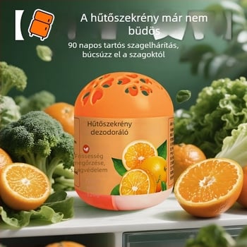 Tojás alakú hűtőszagtalanító doboz, 120 g, friss narancs illat, 132 darabos csomag
