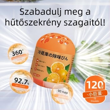 Tojás alakú hűtőszagtalanító doboz, 120 g, friss narancs illat, 132 darabos csomag
