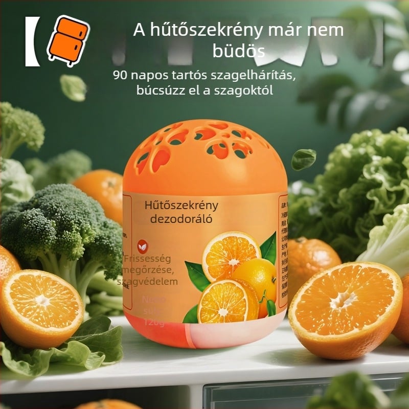 Tojás alakú hűtőszagtalanító doboz, 120 g, friss narancs illat, 132 darabos csomag