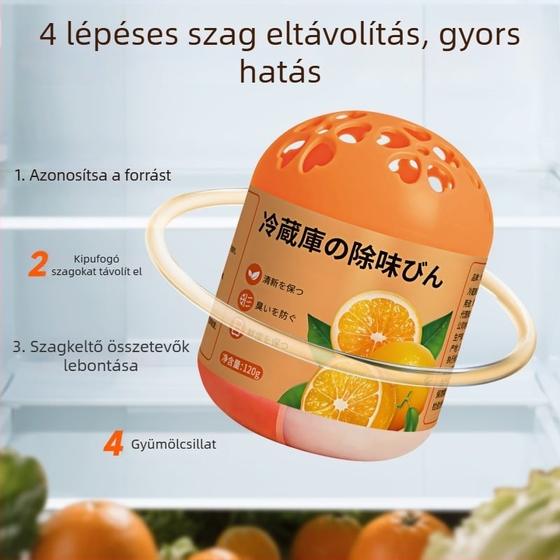 Tojás alakú hűtőszagtalanító doboz, 120 g, friss narancs illat, 132 darabos csomag