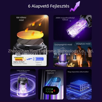 Szúnyogölő lámpa - LED, újratölthető, biomimetikus csalogató, alumínium háló, 21-30 m²