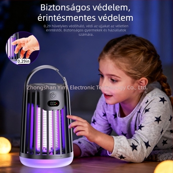Szúnyogölő lámpa - LED, újratölthető, biomimetikus csalogató, alumínium háló, 21-30 m²