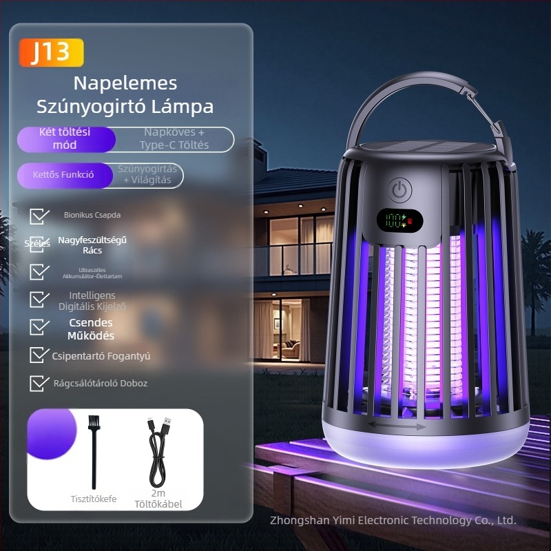 Szúnyogölő lámpa - LED, újratölthető, biomimetikus csalogató, alumínium háló, 21-30 m²