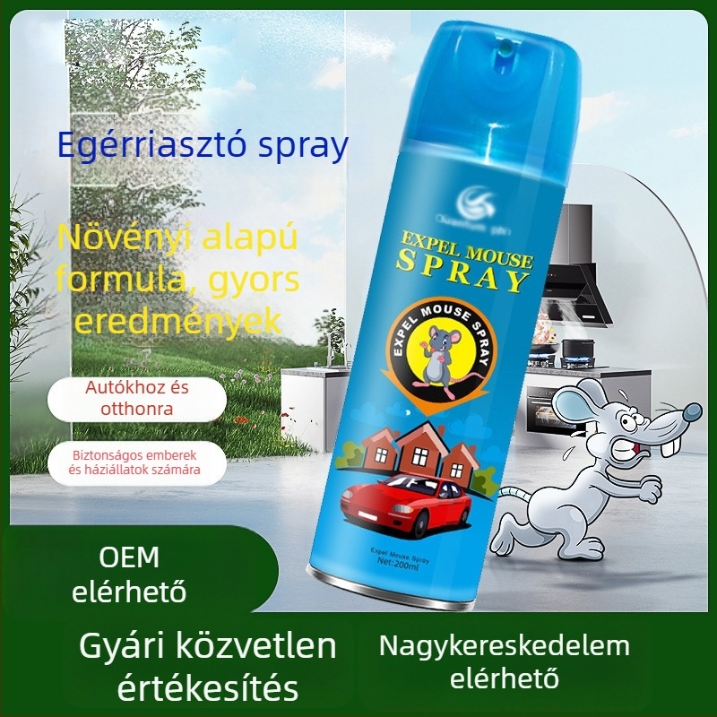 Hordozható egérriasztó spray – 200 ml, nem toxikus, beltéri háztartási használatra