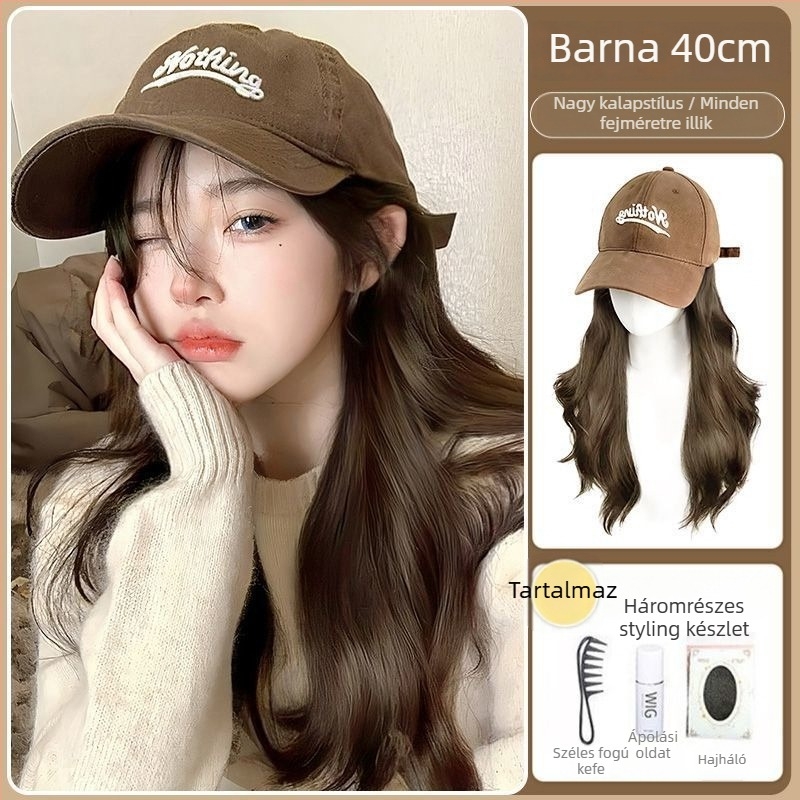 Női sapkás paróka, hosszú göndör haj, egyrészes sapka, haj anyaga: hőálló selyem, fringe egyenes vagy ferde, nem festhető vagy permázható