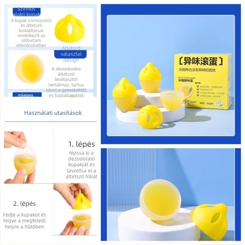 Narancs illatú hűtőszekrény-dezodor, 32 g, 4 darabos csomag, modell Chuanliu
