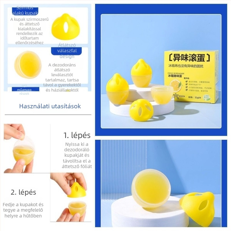 Narancs illatú hűtőszekrény-dezodor, 32 g, 4 darabos csomag, modell Chuanliu