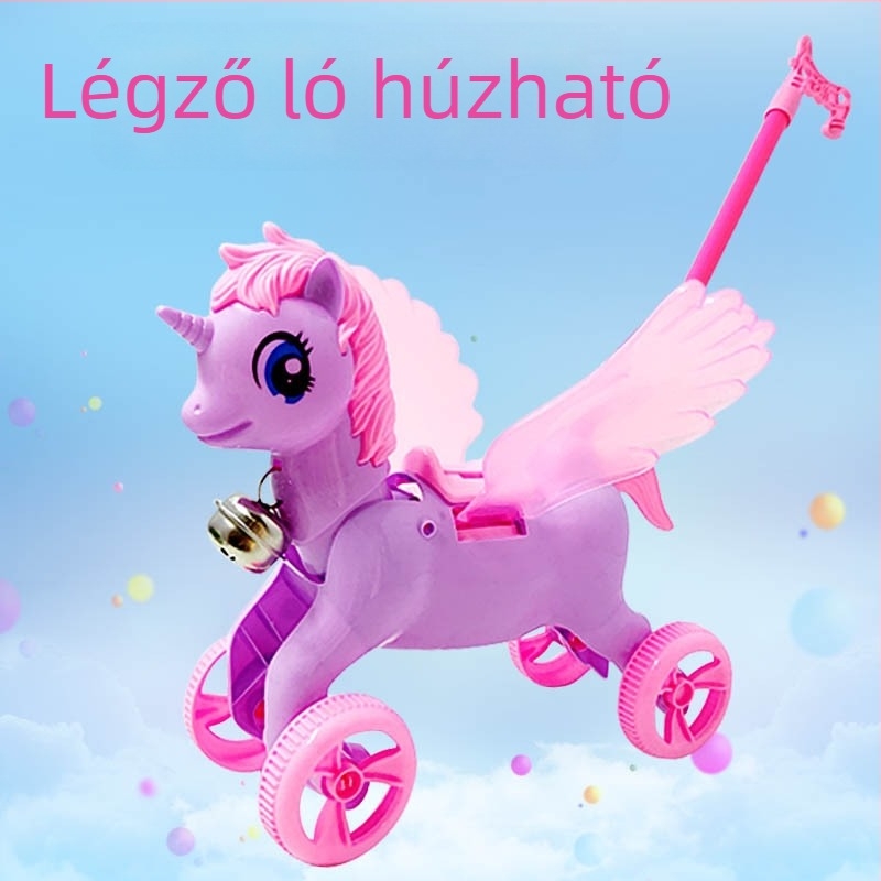 Kézzel tolható repülő ló gyerekeknek — interaktív tolówalker, műanyag, 4–6 éveseknek