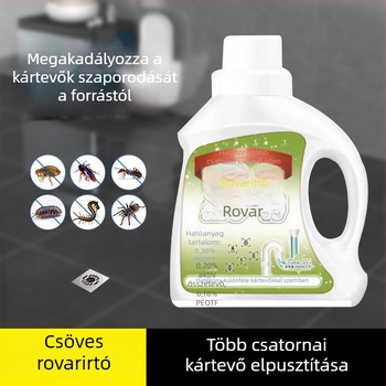 Yuhong csatornaszennyvíz- és csőinsecticid, folyékony forma; fürdőszoba és konyha; célpontok: repülő rovarok, csótányok, százlábúak és szúnyogok