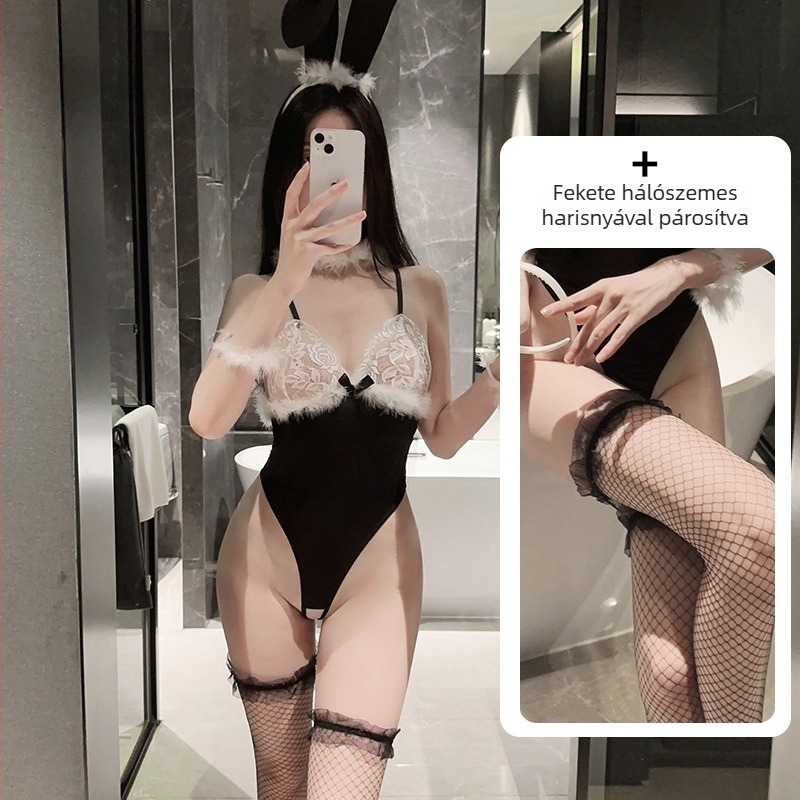 Nyuszilány cosplay jelmez, átlátszó, poliészter, 80-90% anyagtartalom