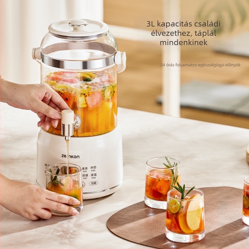 Zemkon Egészség teáskanna, üvegtesttel, magas boroszilát üveg, 3 L, 800 W, 220 V, digitális termosztát, érintéses vezérlés, modell RC-Z830D35