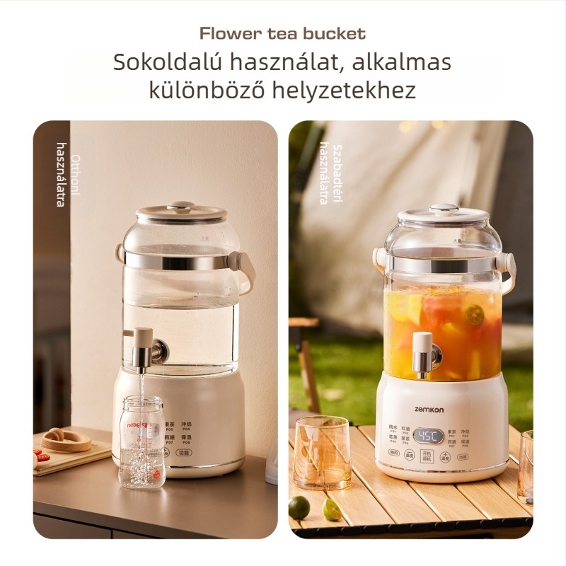 Zemkon Egészség teáskanna, üvegtesttel, magas boroszilát üveg, 3 L, 800 W, 220 V, digitális termosztát, érintéses vezérlés, modell RC-Z830D35