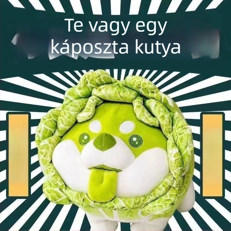 Káposzta alakú plüssjáték habgolyó töltéssel, növény formájú kivitel, 0–3 éveseknek