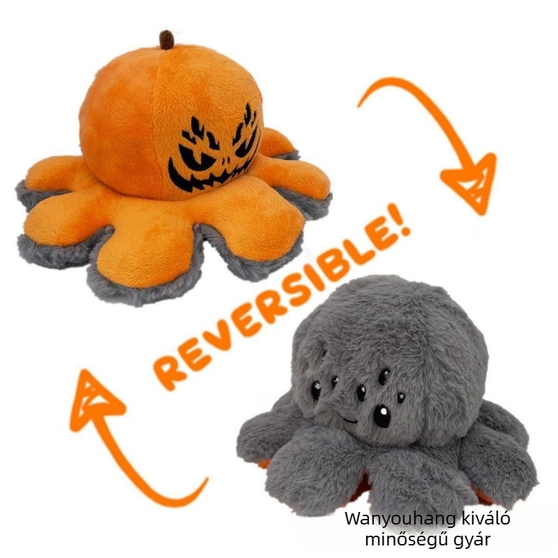 Baba plüssjáték: visszafordítható tök-polip, ultra-soft rövid plüss, töltet plüss, színes dobozos csomagolás
