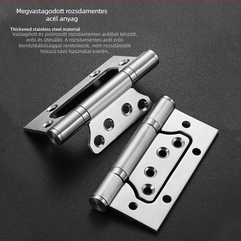 Bal oldali acél megerősített rozsdamentes ajtópánt hangtalan csapágyakkal — Left Steel; alkalmas szoba-, fürdőszoba- és tűzvédelmi ajtókhoz; anyag: rozsdamentes acél