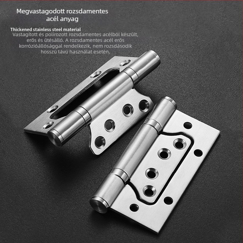 Bal oldali acél megerősített rozsdamentes ajtópánt hangtalan csapágyakkal — Left Steel; alkalmas szoba-, fürdőszoba- és tűzvédelmi ajtókhoz; anyag: rozsdamentes acél