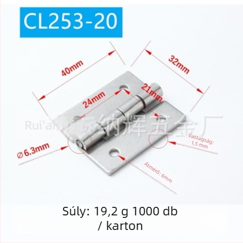 Rozsdamentes acél pánt ipari kapcsolószekrényhez (Modell: CL253-20; Anyag: rozsdamentes acél; Felületkezelés: vibrációs polírozás; Márka: Nahui Hardware)