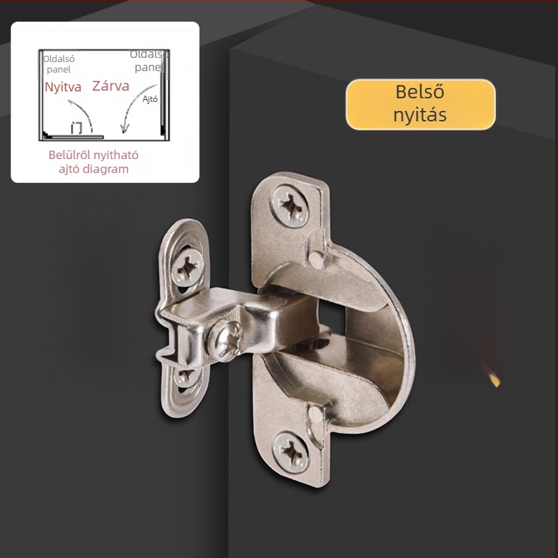 Belső nyomó ajtópánt szekrényhez, cinkötvözetből, nikkelezett bevonattal