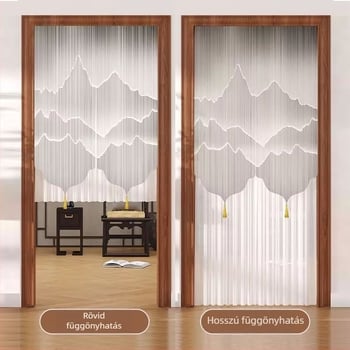 Ajtófüggöny csipkével, szúnyog ellen, magánélet védelme – poliészter, virágmintás, modern minimál stílus, 2025 tavasza