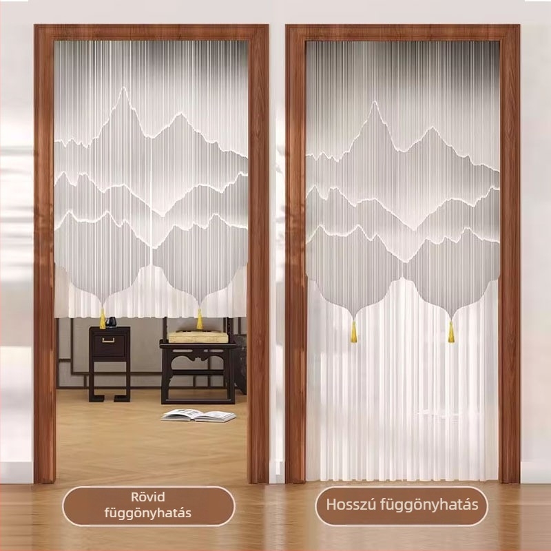 Ajtófüggöny csipkével, szúnyog ellen, magánélet védelme – poliészter, virágmintás, modern minimál stílus, 2025 tavasza