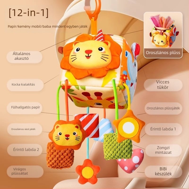 Csüngő bölcső-csörgő – ABS babajáték, 0–3 éveseknek, fejleszti a megfogást és az érzékelést