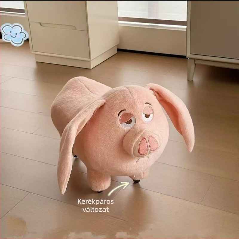 Plüss disznó - kanapé széke görgőkkel, ultra puha rövid plüss, állati modell, többfunkciós, testreszabható (Cikkszám Bc6aZ4bS)