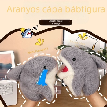 Plüss cápa kézi bábu — nyitott szájú plüssfigura, SY-081, 14+