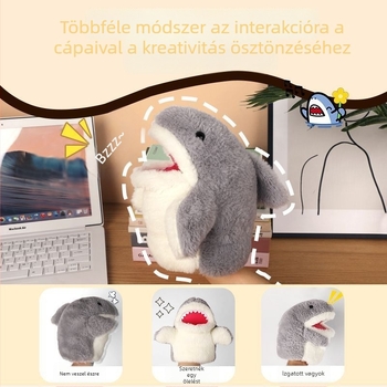 Plüss cápa kézi bábu — nyitott szájú plüssfigura, SY-081, 14+