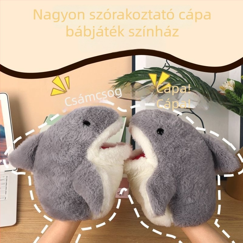 Plüss cápa kézi bábu — nyitott szájú plüssfigura, SY-081, 14+