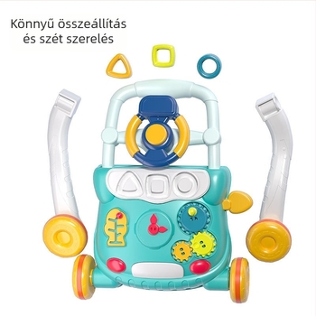 Baba járókeret anti-tip dizájnnal, többfunkciós kézi hajtású járókeret 0–3 éveseknek, műanyag kivitel, zenés játék