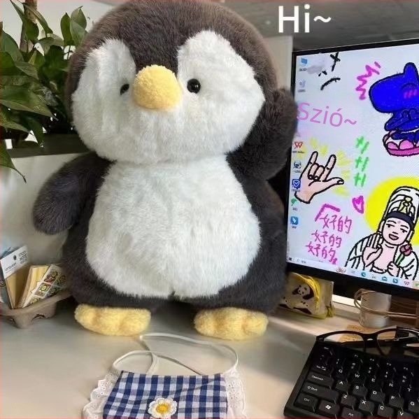 Plüss pingvin baba alvó párnával (PP pamut töltés; bársonyos plüss; OEM logó)