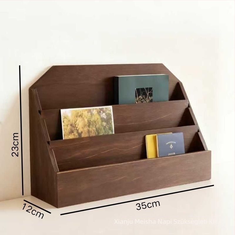 Fából készült asztali tárolódoboz három rekesszel, modern minimalista stílus, modell MS-9235