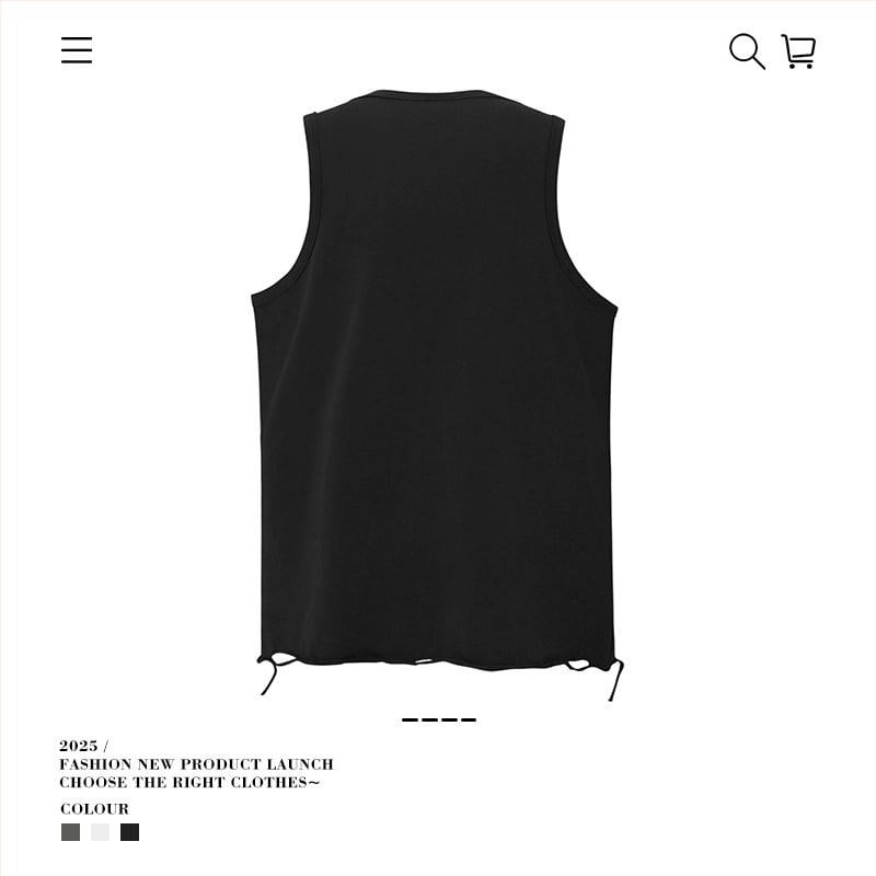 Van Kaxi pamut mellény, Street Tide stílus, laza szabás, 100% pamut, egyenes szegély
