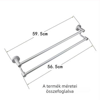Kettős törölközőtartó alumínium ötvözetből, magas–alacsony elrendezés, 2 réteg, vastagított dizájn, elektrofózisos felület, teherbírás 18 kg