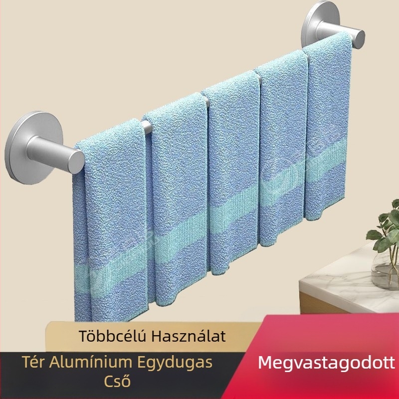 Space alumínium fürdőszobai törölközőtartó, elektroforézis felületkezeléssel, egyrudas kialakítás, 10 kg teherbírás