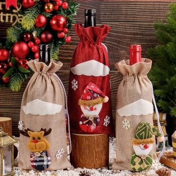 3D Karácsonyi lenvászon öregember figura borosüveg dekoráció asztalra — Jingchen O2-41; Anyag: Szövet; Stílus: Cartoon, Modern Minimalist; Ünnep: Karácsony