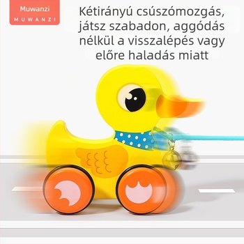 Fából készült húzható járóka gyerekeknek, karikatúra állat dizájnnal, 4–6 éveseknek; anyag: fa; márka: Big hand in small hand; fejleszti a kéz-szem koordinációt