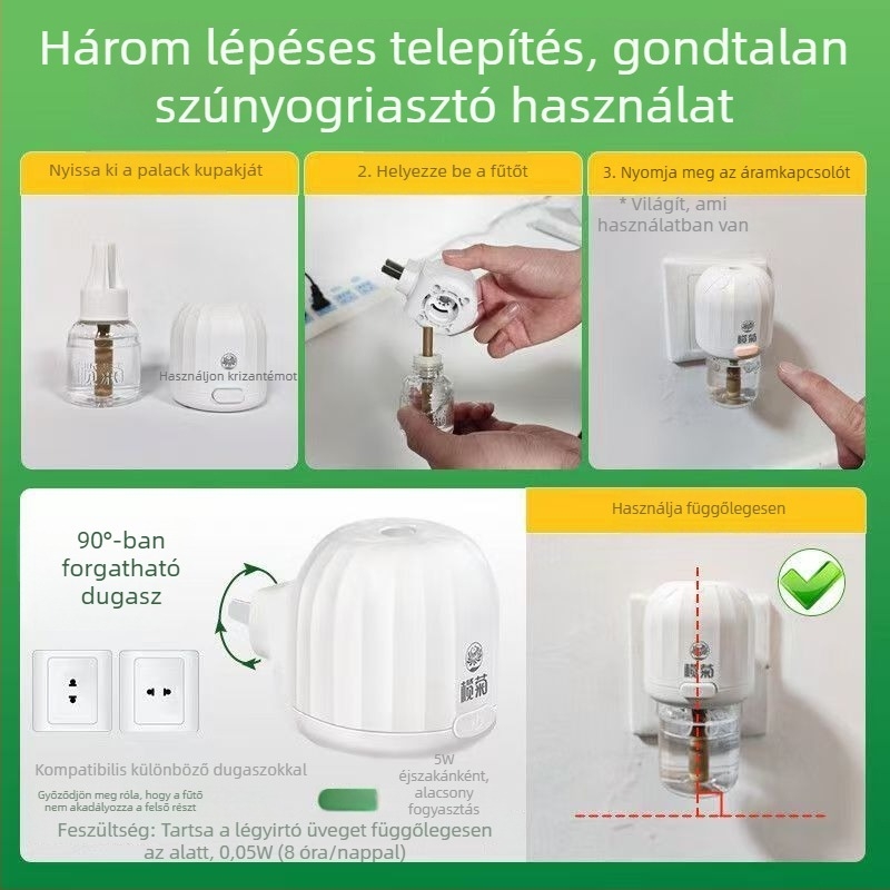 Olive Chrysanthemum szagtalan elektromos szúnyogriasztó folyadék utántöltő – 6 üveg, készlet