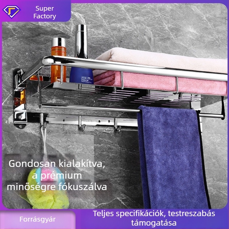 Fürdőszobai törölközőtartó – rozsdamentes acél, modell YFN-111, teherbírás 50 kg, 2 rétegű, stílus Light Luxury