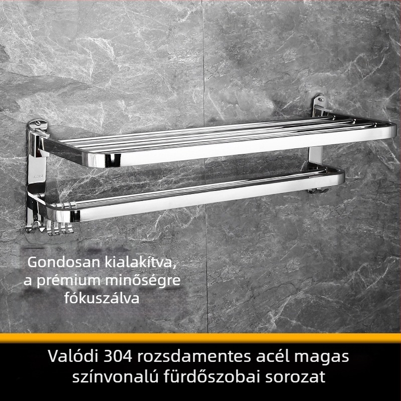 Fürdőszobai törölközőtartó – rozsdamentes acél, modell YFN-111, teherbírás 50 kg, 2 rétegű, stílus Light Luxury
