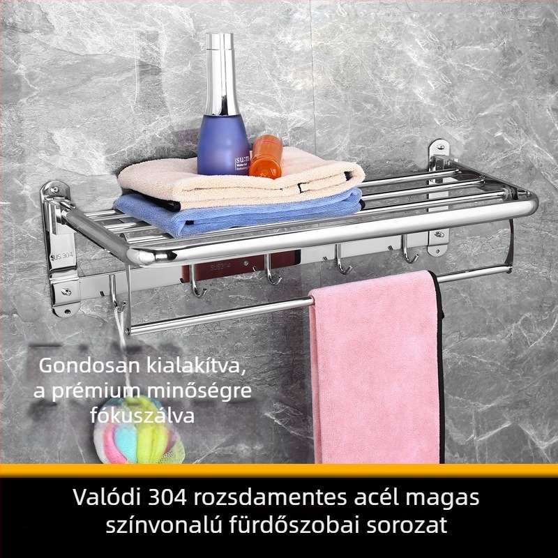 Fürdőszobai törölközőtartó – rozsdamentes acél, modell YFN-111, teherbírás 50 kg, 2 rétegű, stílus Light Luxury