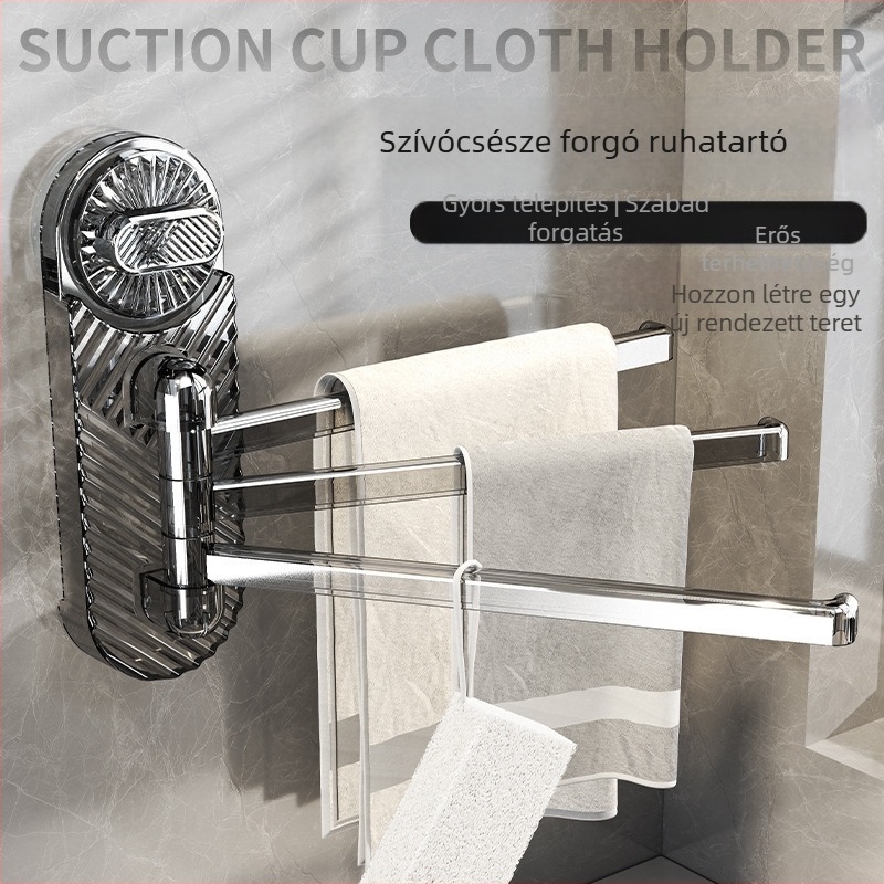 Plasztikból készült forgó szívófejes falra szerelhető törölközőtartó, többoszlopos kialakítással